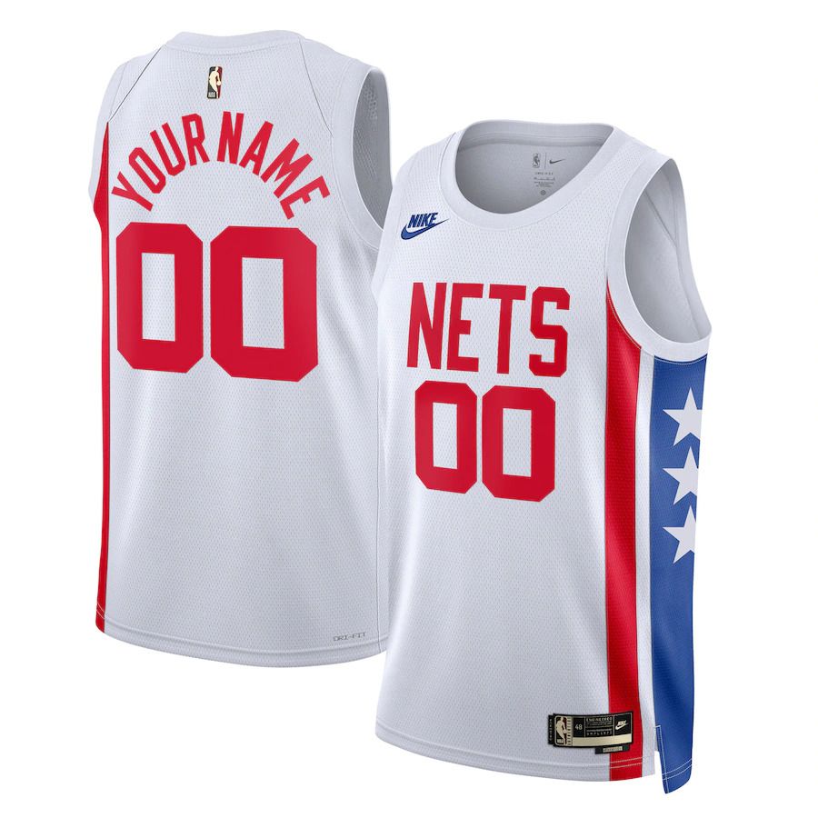 Men Brooklyn Nets Nike White Classic Edition 2022-23 Custom Swingman NBA Jersey